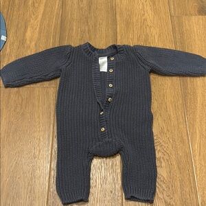 Navy Blue Knit Baby One Piece